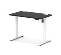 Air Lite 1000 x 600mm Height Adjustable Office Desk Black Top Cable Ports White Leg
