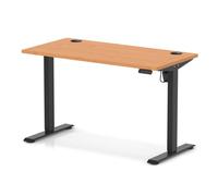 Air Lite 1200 x 600mm Height Adjustable Office Desk Beech Top Cable Ports Black Leg