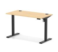 Air Lite 1200 x 600mm Height Adjustable Office Desk Maple Top Cable Ports Black Leg