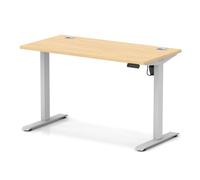 Air Lite 1200 x 600mm Height Adjustable Office Desk Maple Top Cable Ports Silver Leg
