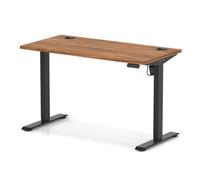 Air Lite 1200 x 600mm Height Adjustable Office Desk Walnut Top Cable Ports Black Leg