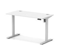 Air Lite 1200 x 600mm Height Adjustable Office Desk White Top Cable Ports Silver Leg