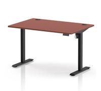 Air Lite 1200 x 800mm Height Adjustable Office Desk Brick Red Top Cable Ports Black Leg