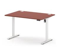 Air Lite 1200 x 800mm Height Adjustable Office Desk Brick Red Top Cable Ports White Leg