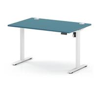 Air Lite 1200 x 800mm Height Adjustable Office Desk Dark Teal Top Cable Ports White Leg