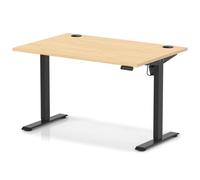 Air Lite 1200 x 800mm Height Adjustable Office Desk Maple Top Cable Ports Black Leg