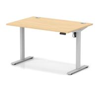 Air Lite 1200 x 800mm Height Adjustable Office Desk Maple Top Cable Ports Silver Leg