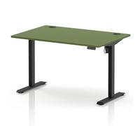 Air Lite 1200 x 800mm Height Adjustable Office Desk Moss Green Top Cable Ports Black Leg