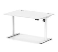 Air Lite 1200 x 800mm Height Adjustable Office Desk White Top Cable Ports White Leg