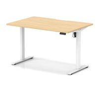 Air Lite 1200 x 800mm Scalloped Edge Height Adjustable Office Desk Maple Top White Leg