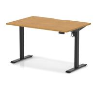 Air Lite 1200 x 800mm Scalloped Edge Height Adjustable Office Desk Oak Top Black Leg