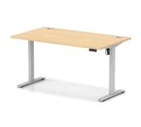 Air Lite 1400 x 800mm Height Adjustable Office Desk Maple Top Cable Ports Silver Leg