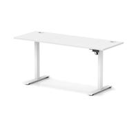 Air Lite 1600 x 600mm Height Adjustable Office Desk White Top Cable Ports White Leg