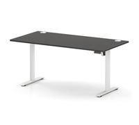 Air Lite 1600 x 800mm Height Adjustable Office Desk Carbon Grey Top Cable Ports White Leg