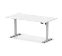 Air Lite 1600 x 800mm Height Adjustable Office Desk White Top Cable Ports Silver Leg
