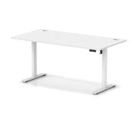 Air Lite 1600 x 800mm Height Adjustable Office Desk White Top Cable Ports White Leg