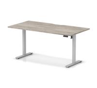 Air Lite 1600 x 800mm Scalloped Edge Height Adjustable Office Desk Grey Oak Top Silver Leg