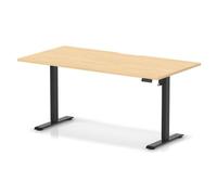 Air Lite 1600 x 800mm Scalloped Edge Height Adjustable Office Desk Maple Top Black Leg