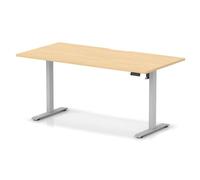 Air Lite 1600 x 800mm Scalloped Edge Height Adjustable Office Desk Maple Top Silver Leg