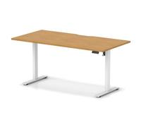 Air Lite 1600 x 800mm Scalloped Edge Height Adjustable Office Desk Oak Top White Leg