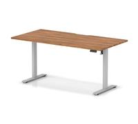 Air Lite 1600 x 800mm Scalloped Edge Height Adjustable Office Desk Walnut Top Silver Leg