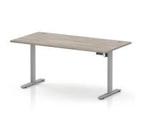 Air Lite 1600x800 Height Adjustable Desk Grey Oak Top CP Silver Leg