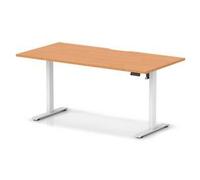 Air Lite 1600x800 Scalloped Height Adjustable Desk Beech Top White Leg