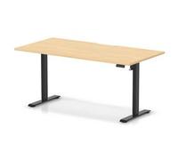 Air Lite 1600x800 Scalloped Height Adjustable Desk Maple Top Black Leg