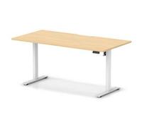 Air Lite 1600x800 Scalloped Height Adjustable Desk Maple Top White Leg