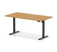 Air Lite 1600x800 Scalloped Height Adjustable Desk Oak Top Black Leg