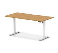 Air Lite 1600x800 Scalloped Height Adjustable Desk Oak Top White Leg