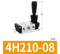 Air Manual Valve Pneumatic Control Valve Hand Lever Operated for Fluid Flow Regulation, Aluminum Alloy Body, Black+White 4H210-08