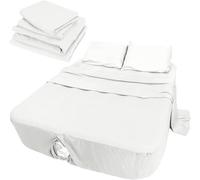 Air Mattress Sheet Set King Size- 4 Pieces Soft & Breathable Deep Pocket Sheets Set for 16-24 Inch Inflatable Bed with Flat Sheet, Fitted Sheet and Pillowcase, Ideal for Camping, RV, Guest Room, White
