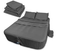 Air Mattress Sheets - 4 Pieces Set - Suitable for Inflatable mattresses 16 to 24 inch deep - can be inflated Without disassembly, Convenient, Sturdy, Easy to use air Bed Sheet(Gray，Queen)