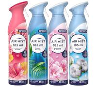 Air Mist Air Freshener Freshener 4 Bundle Spray 185ml Each Long Lasting Odour Eliminator for Home, Office & Bathroom Assorted Scents Cotton Fresh, Blossom Breeze, Ocean Escape, Sparkling Bloom