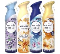 Air Mist Air Freshener Freshener 4 Bundle Spray 185ml Long Lasting Odour Eliminator for Home, Office & Bathroom Assorted Scents Gold Orchid, Lavender, Spring Awakening, Vanilla And Magnolia