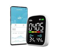 Air Monitor Indoor CO2 Meter, NDIR Air Quality Indoor Air Monitor, WiFi Power Saving CO2 Detector with Portable Alarm, CO2 Thermometer with Digital, Temperature Humidity