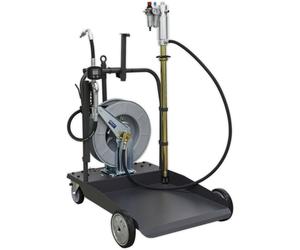 Air Operated Oil Dispensing System - 10m Retractable Hose Reel - Mobile Trolley