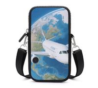 Air Plane Sky Aircraft Earth Travel Cell Phone Bag with Detachable Strap, Aesthetic Mini Sling Bag Small Crossbody Bag for Phone