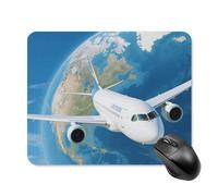 Air Plane Sky Aircraft Earth Travel Mouse Pad Cute Square Mouse Mat Leather Non-Slip Rubber Base Mousepad Waterproof Computer Mouses Pad for Laptop Wireless Mouses Keyboard Home Office 20 * 25cm