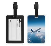 Air Plane Sky Luggage Tag Suitcase Marker Travel Baggage Identifier with Boarding Card Holder Sturdy TPU Travel Label for Suitcases and Work Bags