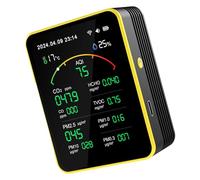 Air Pollution Meter Air Detector CO2 PM2.5 Formaldehyde TVOC Temperature Humidity Meter Accurate Tester Home Assessment (Black Plus Yellow)