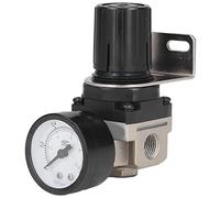 Air Pressure Regulator AR2000 02 with G 1/4 Port Size - Pneumatic Control Valve with Gauge and Mounting Bracket - Aluminum Die Casting Construction - 0.05 to 0.85 MPa Range
