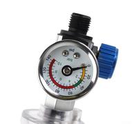 Air Pressure Regulator with Gauge and Water Separation Filter for Pneumatic Paint Sprayers - 0-140 PSI Adjustable, 1/4" for NPT Brass (Blue)
