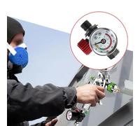 Air Pressure Regulator with Gauge and Water Separation Filter for Pneumatic Paint Sprayers - 0-140 PSI Adjustable, 1/4" for NPT Brass (RED)
