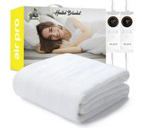 Air Pro Fleece Electric Under Blanket - Fitted Heated Mattress Cover with Controller - Double - 135x190cm - White - Double