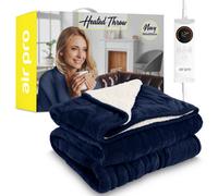 Air Pro Heated Throw - Electric Blanket - Digital Controller - Timer Up To 9 Hour, 6 Settings - Double 150X200Cm - Navy Shearling