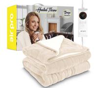Air Pro Heated Throw - Electric Blanket - Digital Controller - Timer Up To 9 Hour, 6 Settings - Single 130X160Cm - Beige Shearling