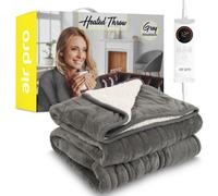 Air Pro Heated Throw - Electric Blanket - Digital Controller - Timer Up To 9 Hours, 6 Settings Double 150X200Cm - Grey Shearling