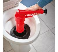 Air Pump Drain Blaster with 4 Attachments - Environmentally Friendly Compressed Air Pump, Remove Unclog Blockages in Sinks, Baths, Showers, Toilets - Measures H29 x W9 x D29cm